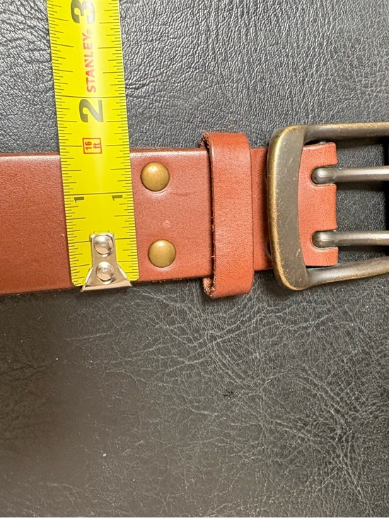 Brown Leather Belt with Brass Hardware - Picture 5 of 5